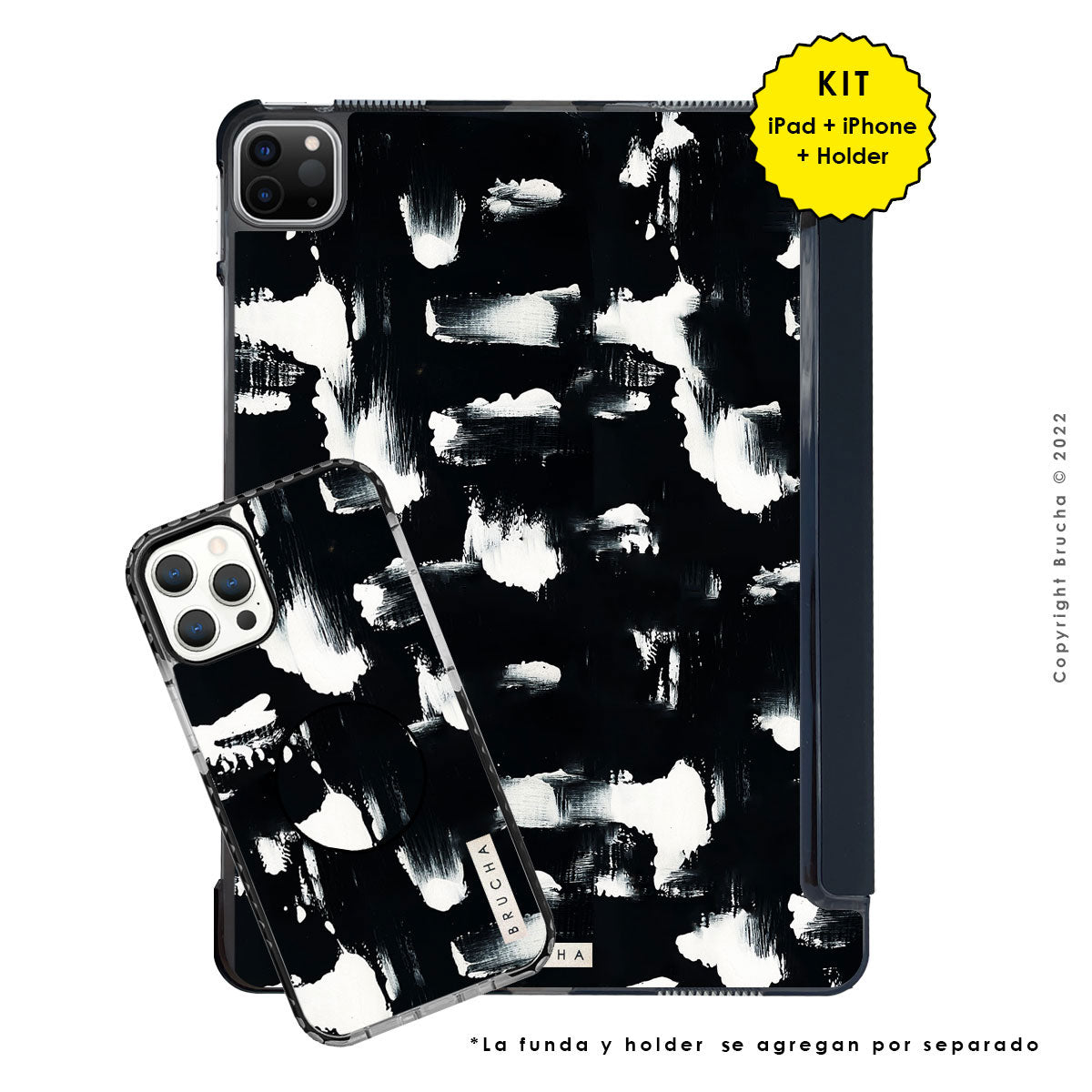 Funda ultra protectora para iPad pintada a mano pieza única - Pared Negra