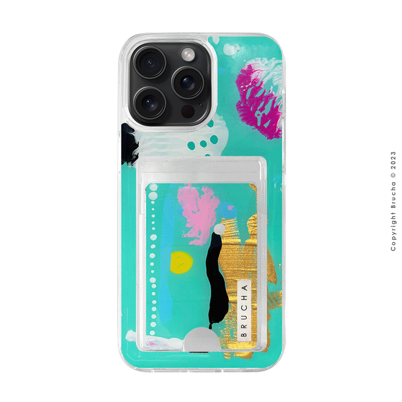 Funda Impact con cartera pintada a mano para iPhone 15 Pro Max - Amarga