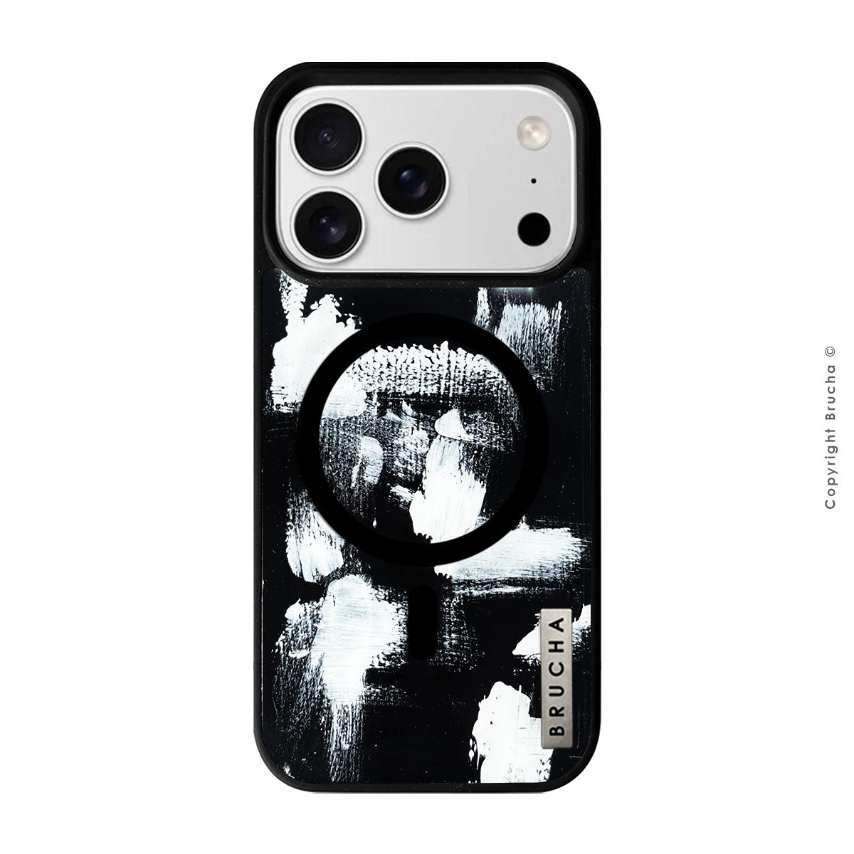 Funda MagSafe ultra protectora pintada a mano para iPhone 17 Pro - Pared Negra