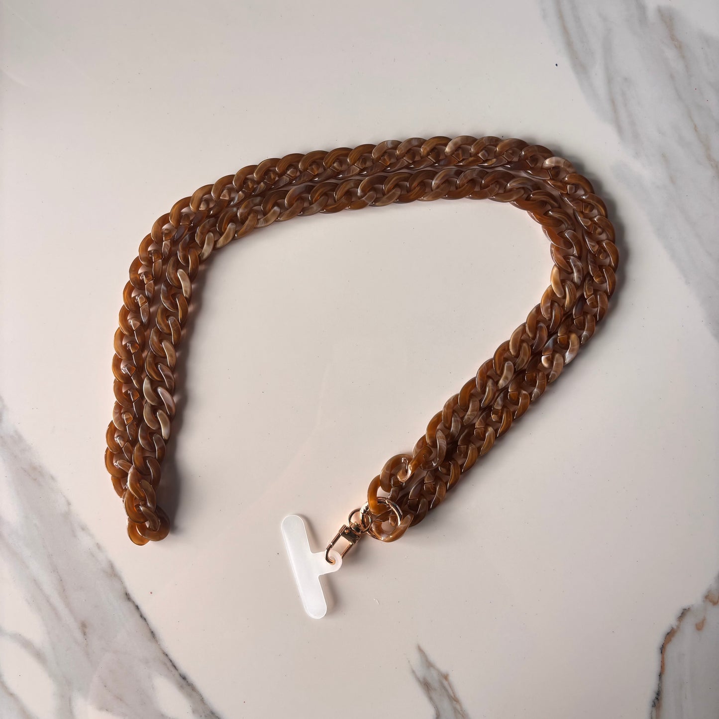 Correa para celular hands free de cadena de plástico café