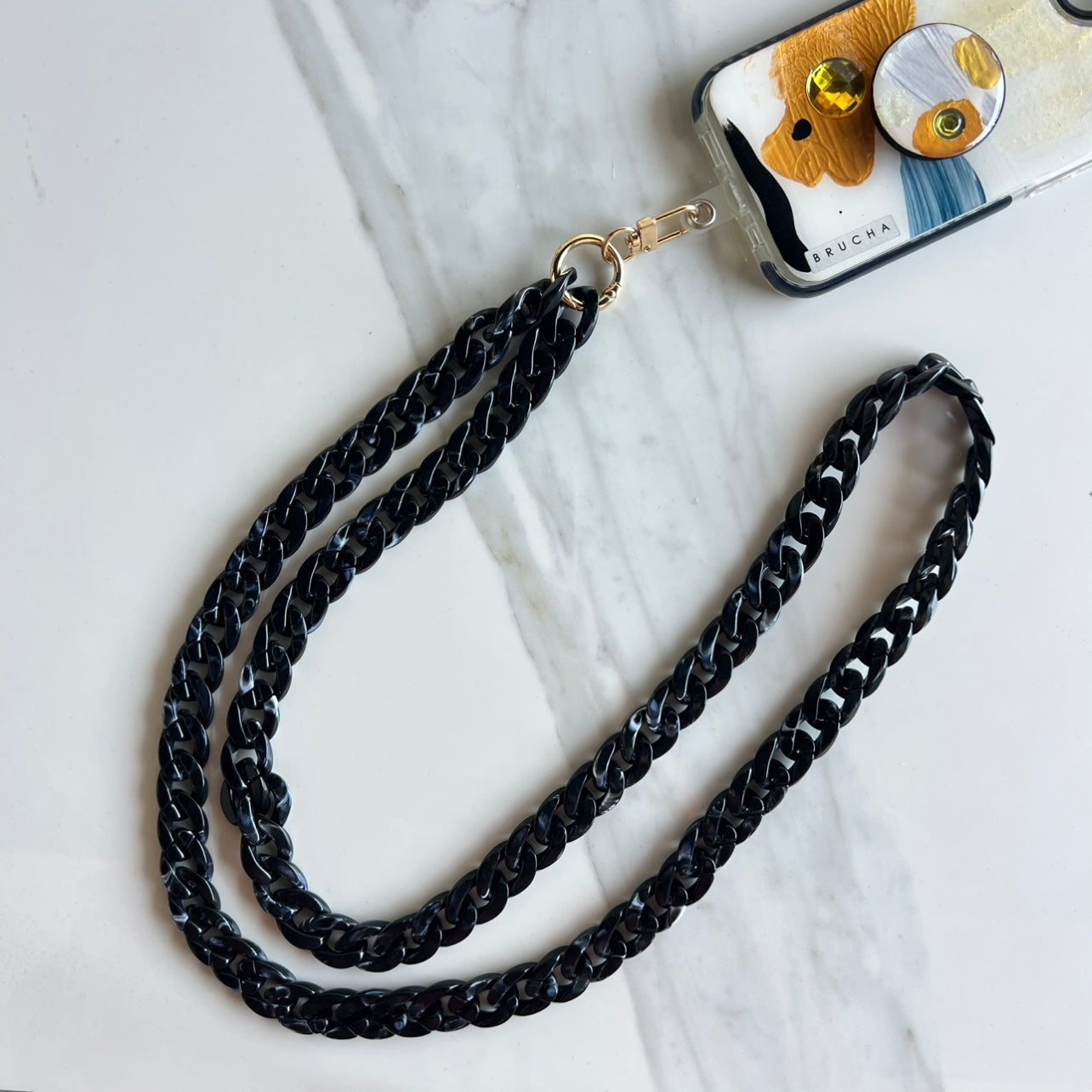 Correa para celular desmontable hands-free cadena de plástico negro ultra resistente