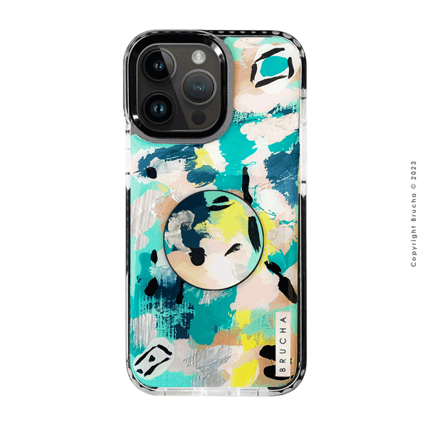 Set de funda ultra resistente, holder match y mica, pintada a mano para iPhone - Luca