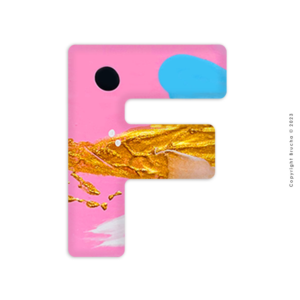 Sticker pintada a mano pieza única letra - F