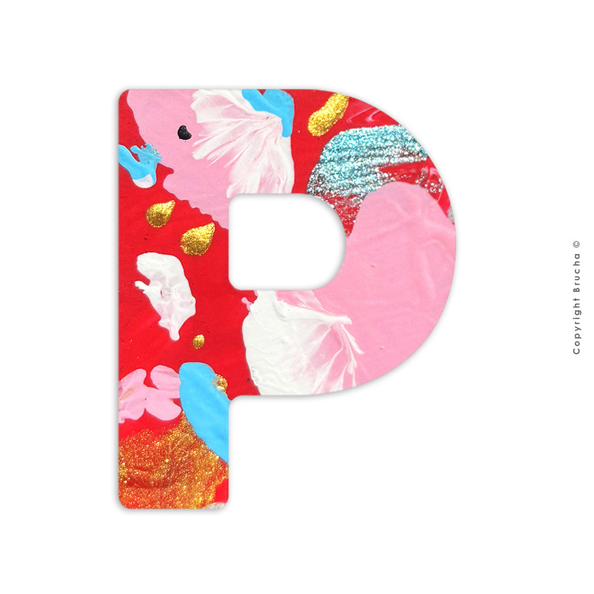Sticker pintada a mano pieza única letra - P