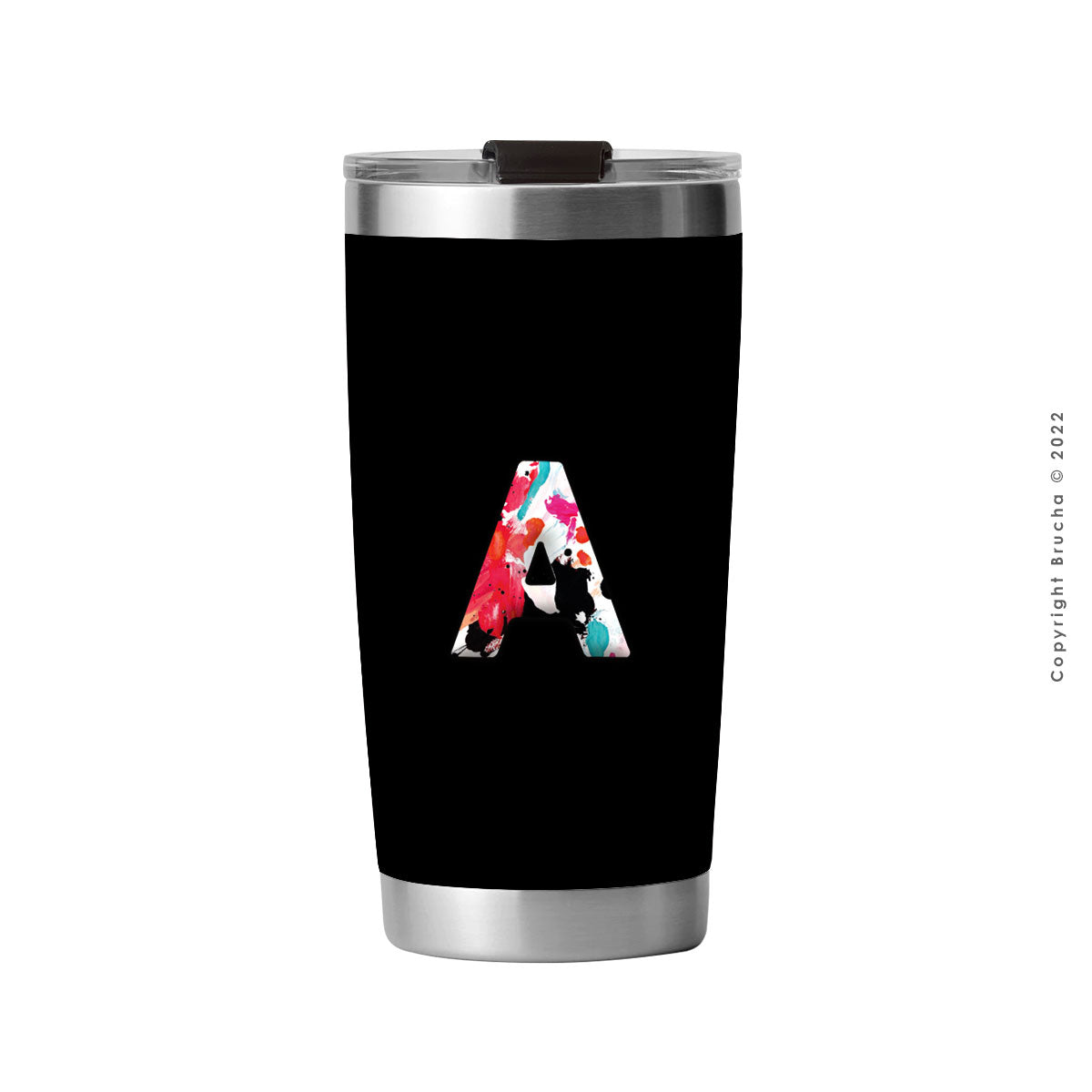 Termo Negro con Inicial Colores 20 oz