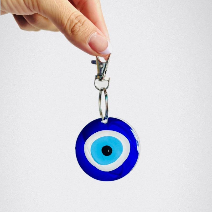 Llavero pintado a mano doble vista pieza única - Ojo Turco