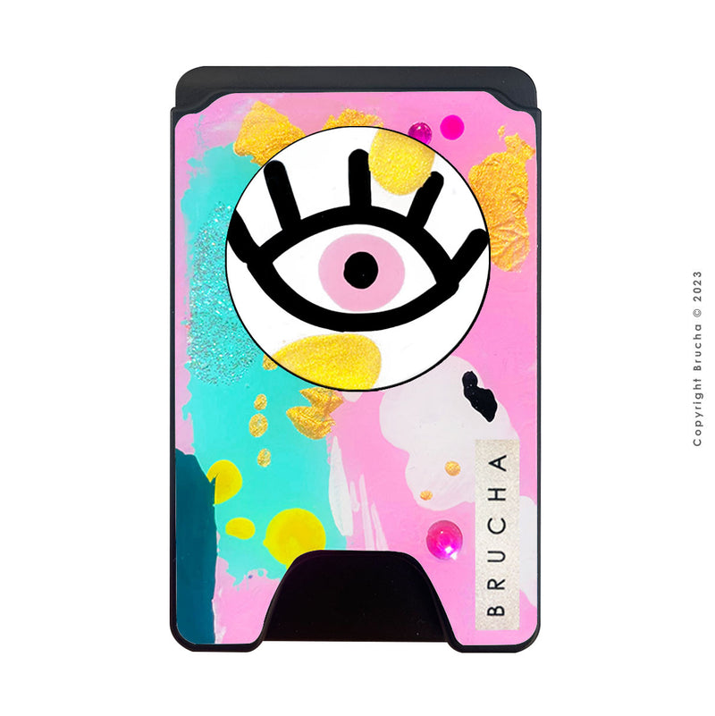 Cartera MagSafe con phone holder incluido pintado a mano con brillos - Samira