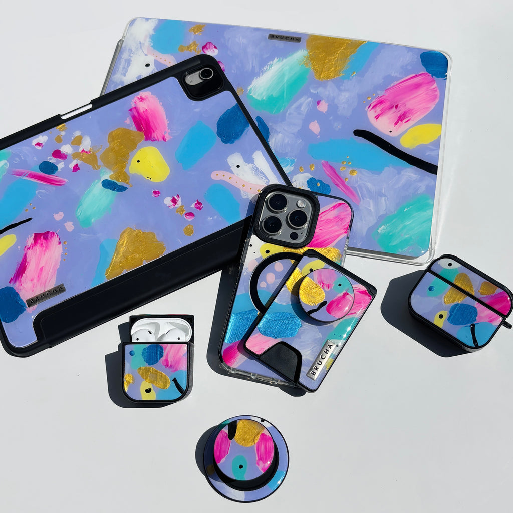 Cartera MagSafe con phone holder incluido handpainted - Lilac