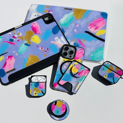 Cartera MagSafe con phone holder incluido handpainted - Lilac