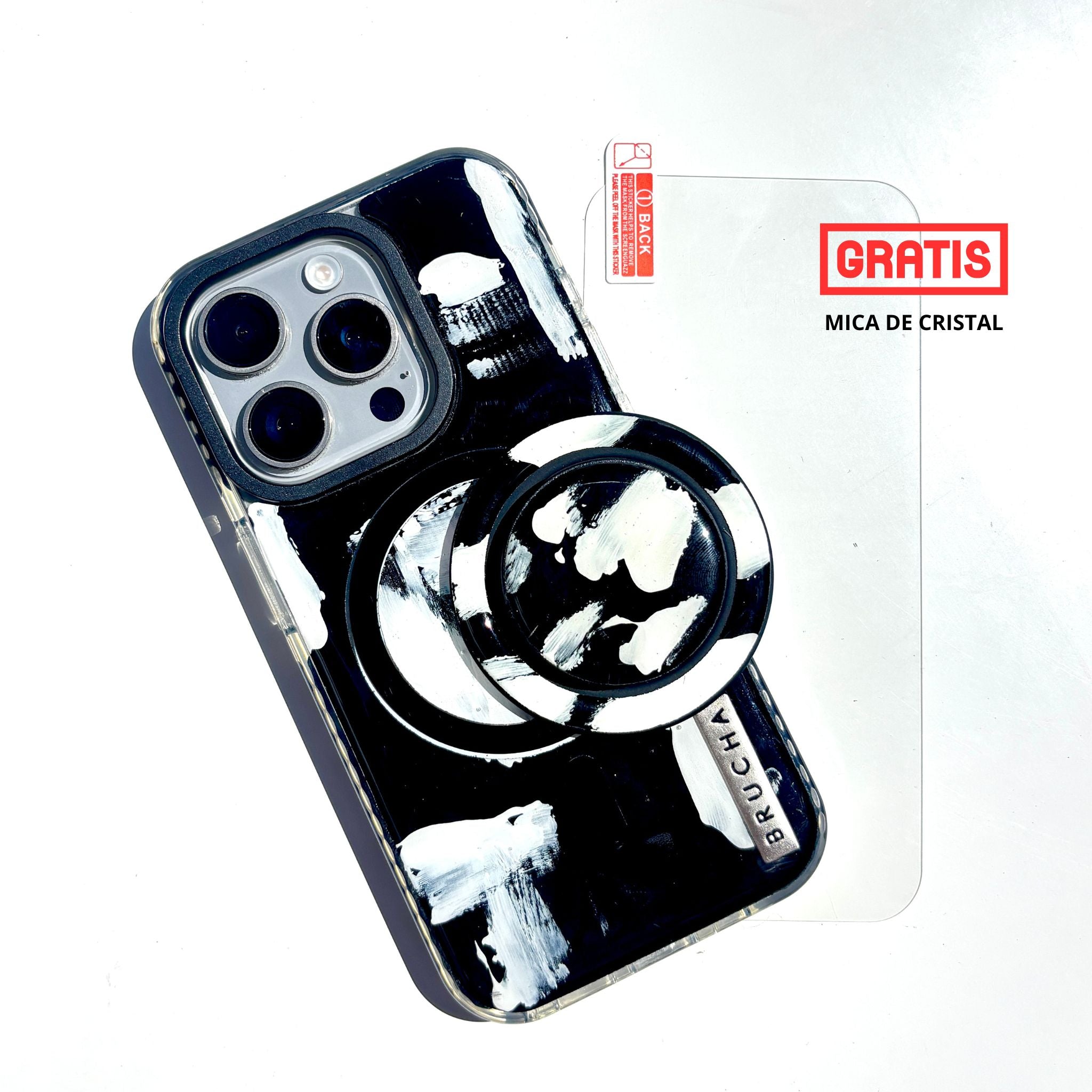 SET Pared Negra: Funda + Holder MagSafe + Mica de cristal ¡GRATIS!