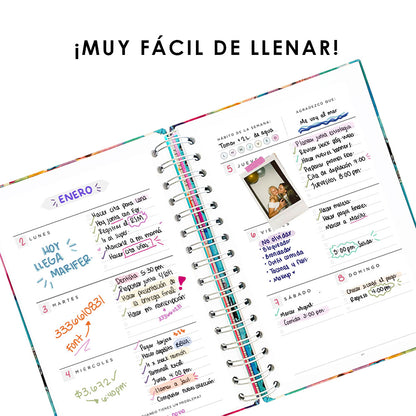 Agenda, planificador mensual y semanal, organizador, diario, metas modelo: Petra