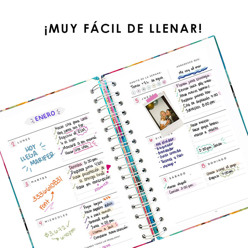 Agenda, planificador mensual y semanal, organizador, diario, metas modelo: Siena