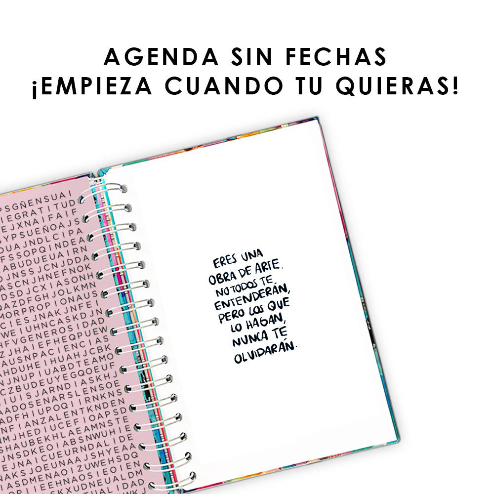 Agenda, planificador mensual y semanal, organizador, diario, metas modelo: Coral