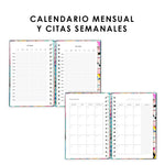 Agenda, planificador mensual y semanal, organizador, diario, metas modelo: Luca