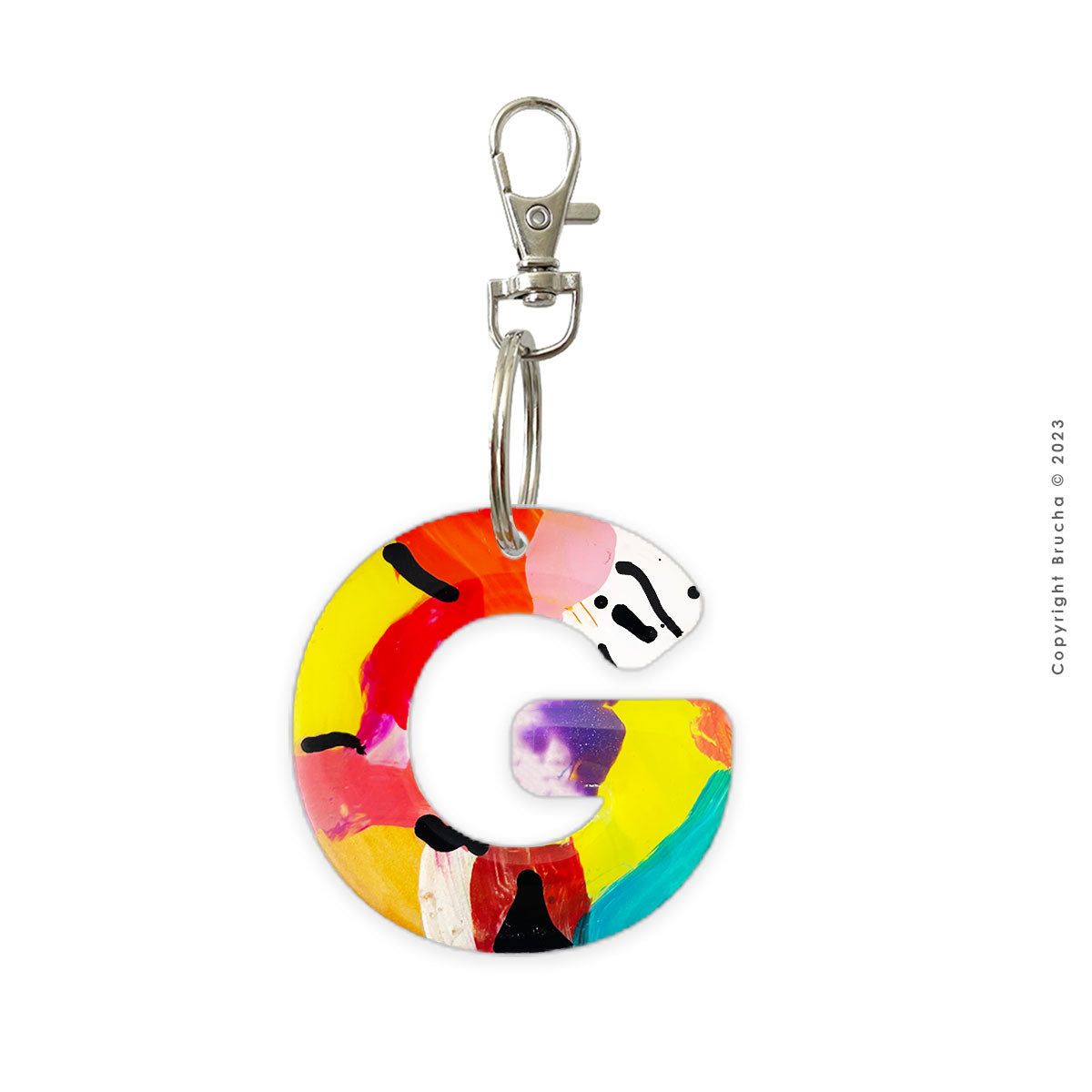 Llavero pintado a mano pieza única letra - G