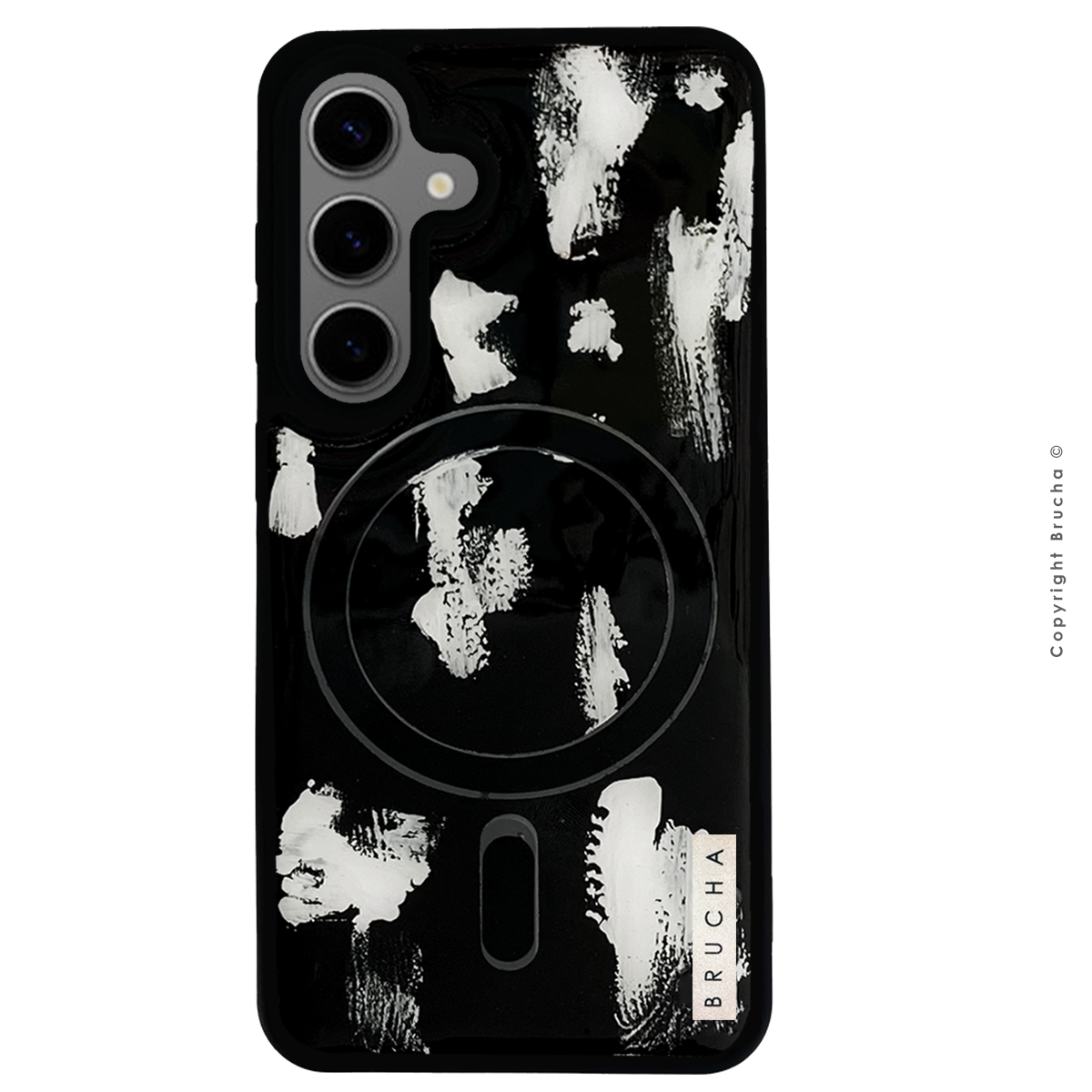 Funda Magsafe ultra protectora pintada a mano para Samsung S24/S25- Pared Negra