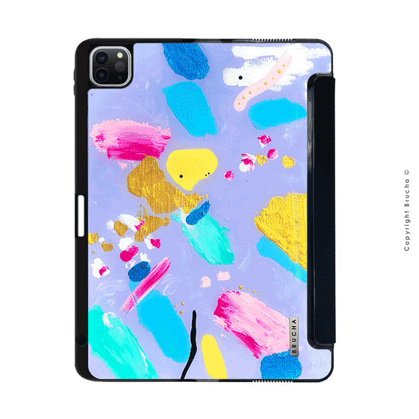 Funda ultra protectora para iPad pintada a mano pieza única - Lilac