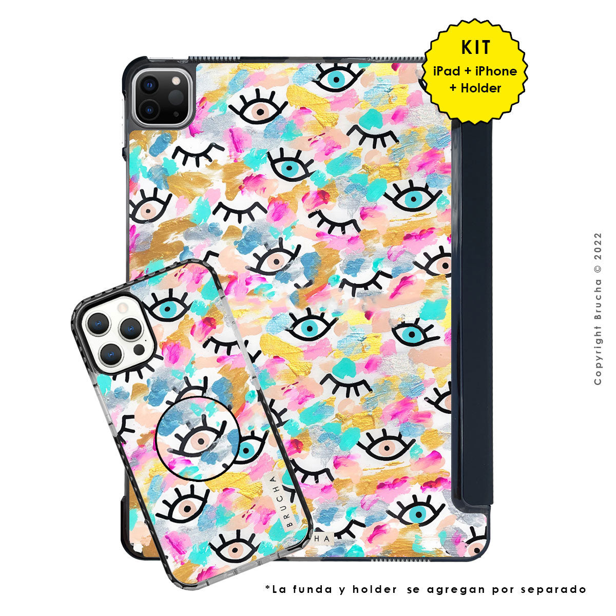 Funda ultra protectora para iPad pintada a mano pieza única - I See You Pastel