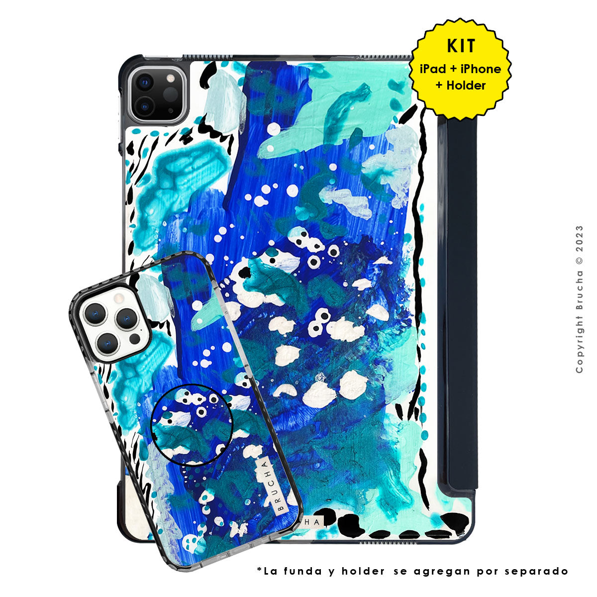 Funda ultra protectora para iPad pintada a mano pieza única - Conrad