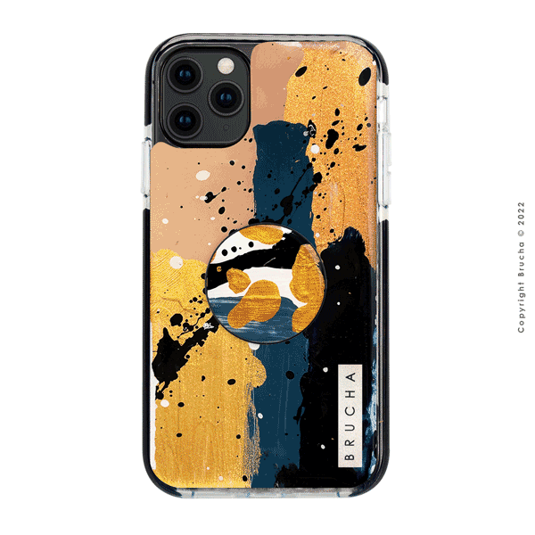 Set de funda ultra protectora, holder match y mica vidrio templado, pintada a mano para iPhone 11 Pro - Insigne