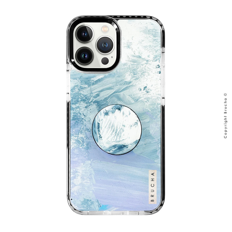 Set de funda ultra protectora, holder match y mica vidrio templado, pintada a mano con brillos Edición Limitada Rosa para iPhone 12/13 Pro Max - Sisley