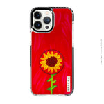 Set de funda ultra resistente, holder match y mica, pintada a mano para iPhone - Sunflower