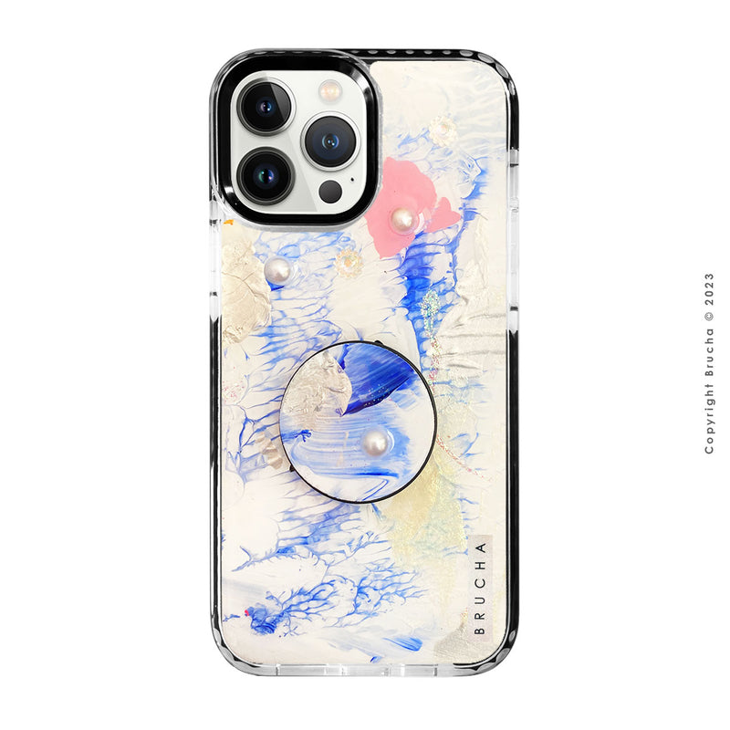 Set de funda ultra protectora, holder match y mica vidrio templado, pintada a mano con brillos Edición Limitada para iPhone 12/13 Pro Max - Kabul