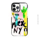 Set de funda ultra resistente, holder match y mica, pintada a mano para iPhone -  MX NY