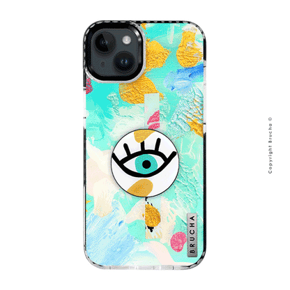 Set de funda ultra protectora con holder match pintada a mano para iPhone 14/15 Plus – I See You Azul