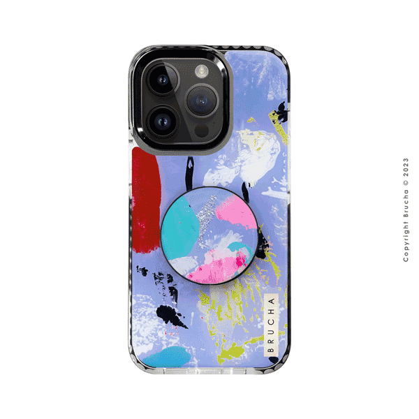 Set de funda ultra protectora, holder match y mica vidrio templado, pintada a mano para iPhone 14 Pro - Aslan