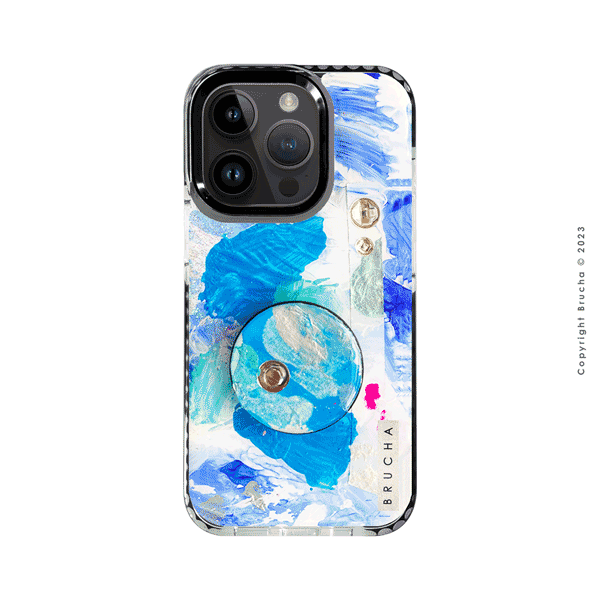 Set de funda ultra protectora, holder match y mica vidrio templado, pintada a mano con brillos Edición Limitada para iPhone 14 Pro - Roseé