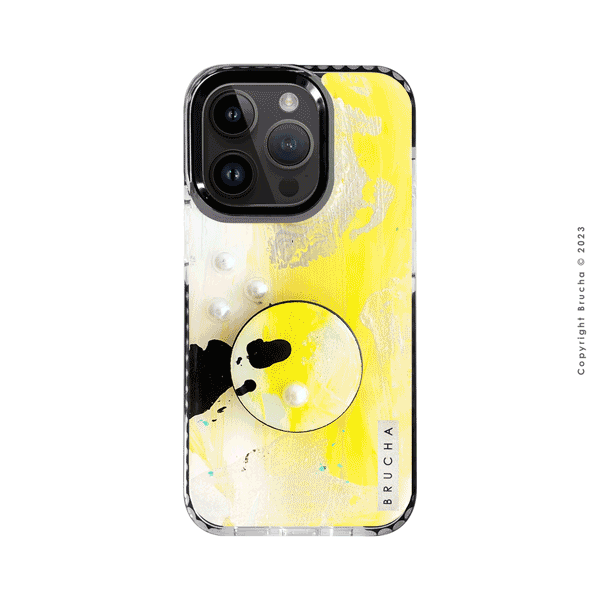 Set de funda ultra protectora, holder match y mica vidrio templado, pintada a mano con brillos Edición Limitada para iPhone 14 Pro - Coup