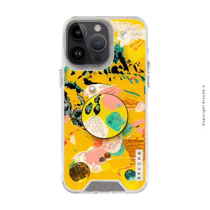 Set de funda transparente protectora y holder match, pintada a mano con brillos Edición Limitada para iPhone 14 Pro Max - Older