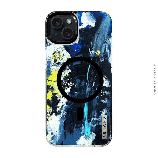 Funda Magsafe ultra protectora pintada a mano para iPhone 14/15 Plus – Bleu