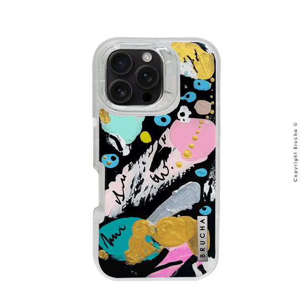 Funda ULTRA resistente transparente pintada a mano para iPhone 16 Pro - Black