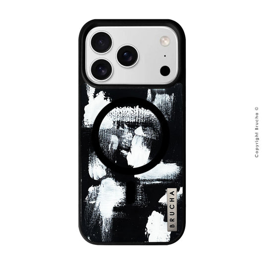 Funda MagSafe ultra protectora pintada a mano para iPhone 17 Pro - Pared Negra