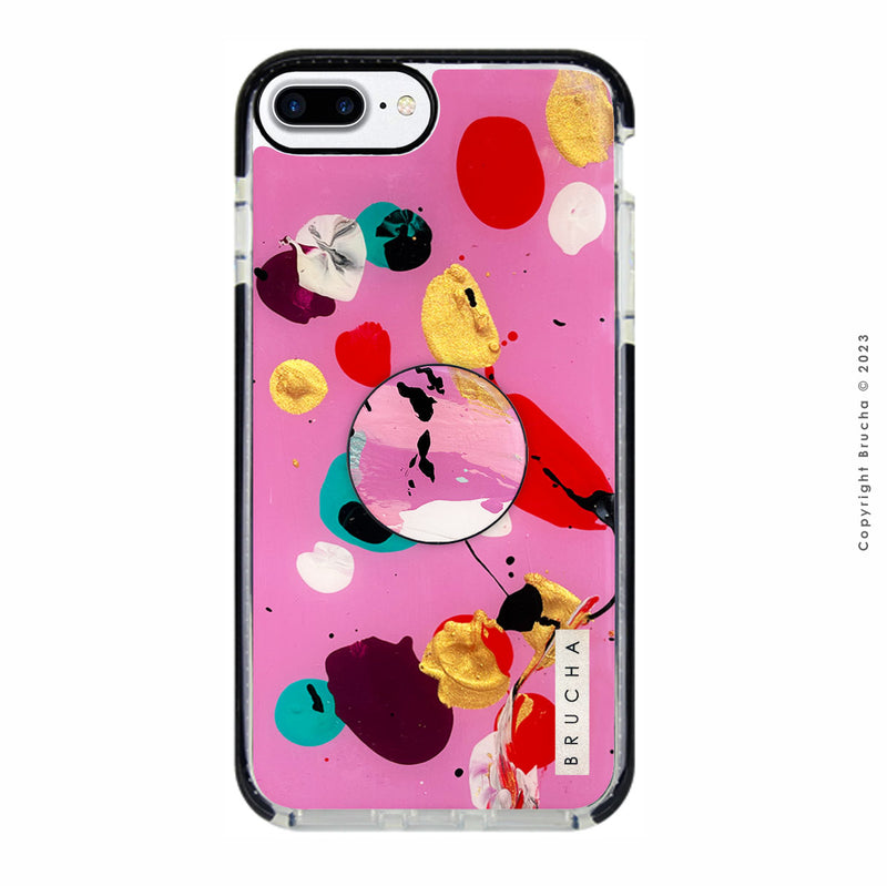 Set de funda ultra protectora, holder match y mica vidrio templado, pintada a mano para iPhone 7 / 8 Plus - Valverde