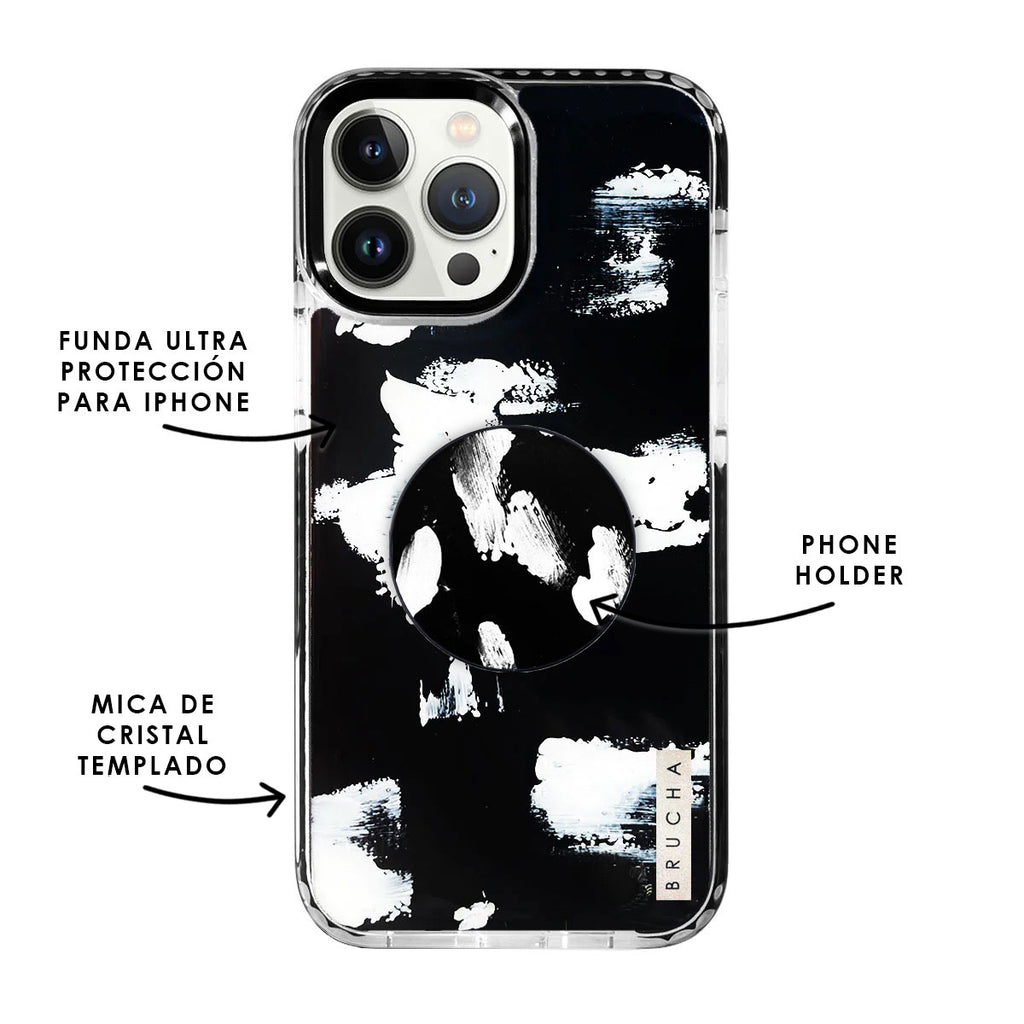 Set de funda ultra resistente, holder match y mica, pintada a mano para iPhone -  Dublín