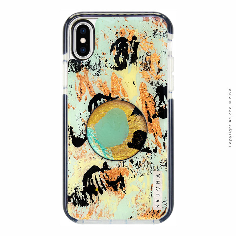 Set de funda ultra protectora, holder match y mica vidrio templado, pintada a mano para iPhone X / XS - Sancho