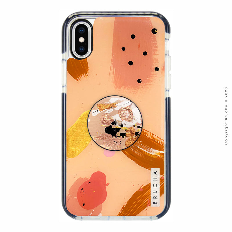 Set de funda ultra protectora, holder match y mica vidrio templado, pintada a mano para iPhone Xs Max - Ansu