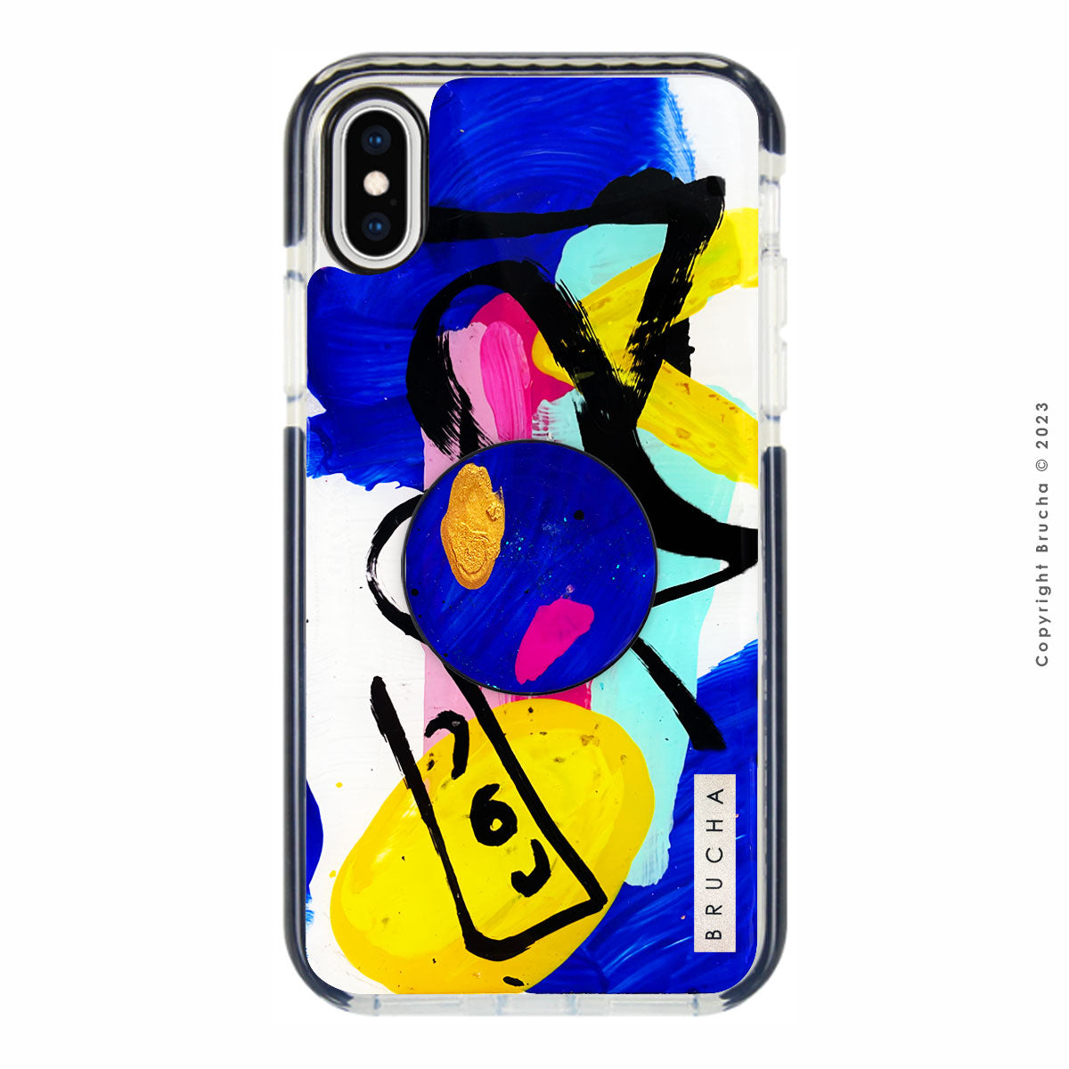 Set de funda ultra protectora, holder match y mica vidrio templado, pintada a mano para iPhone Xs Max - Dayot
