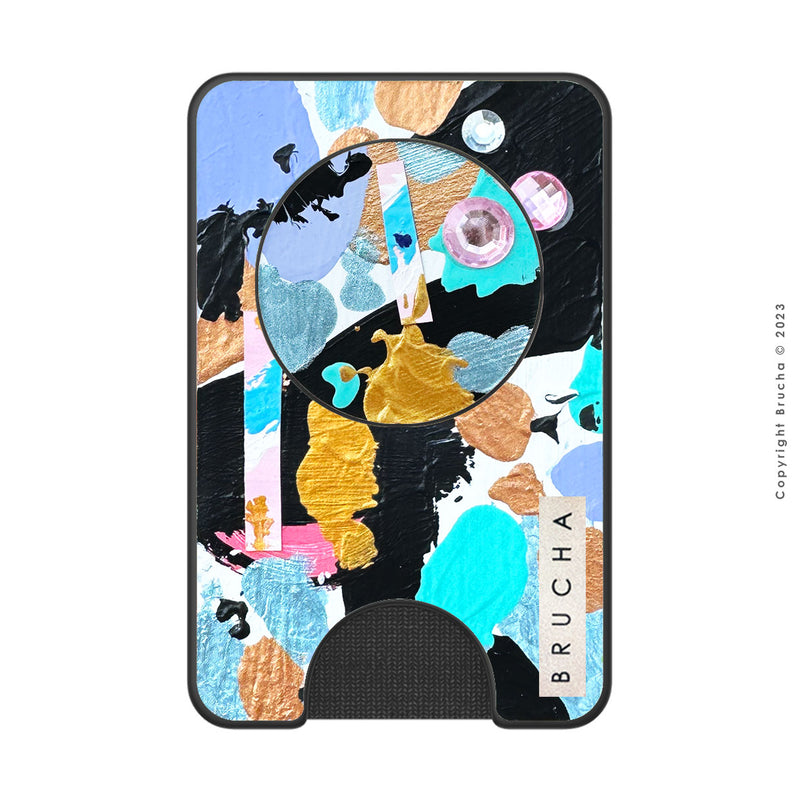 Cartera MagSafe con phone holder incluido pintado a mano con brillos - Kanon