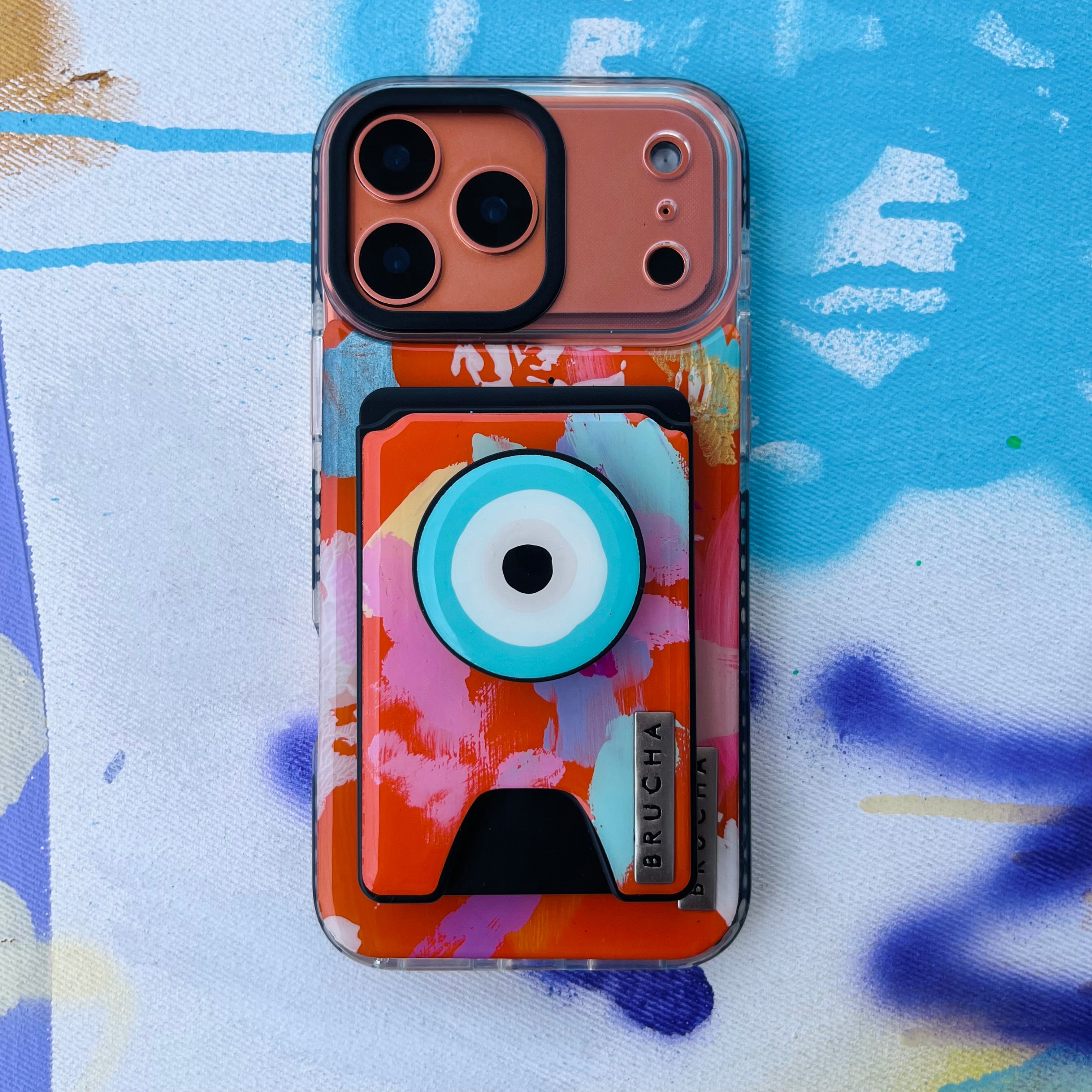 Funda ultra protectora Magsafe con cartera y holder match pintados a mano para iPhone 17 Pro Max  - Eddie