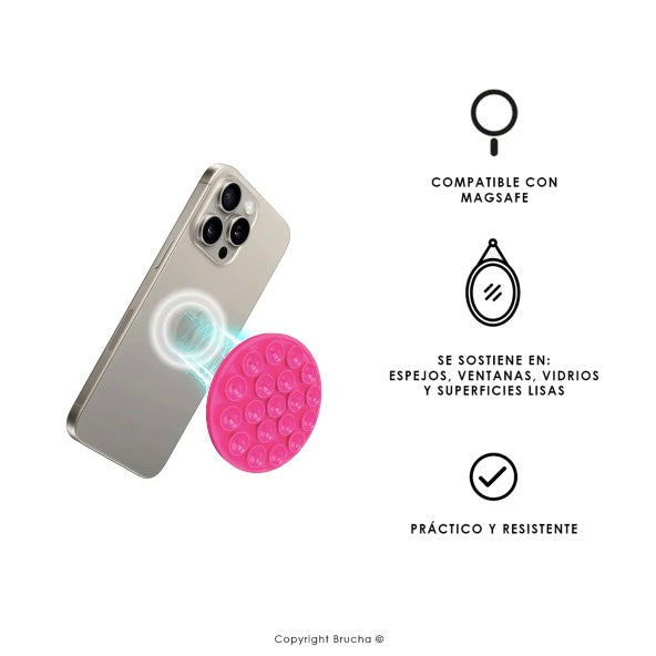 Soporte para celular MagSafe con ventosa de silicona - Rosa