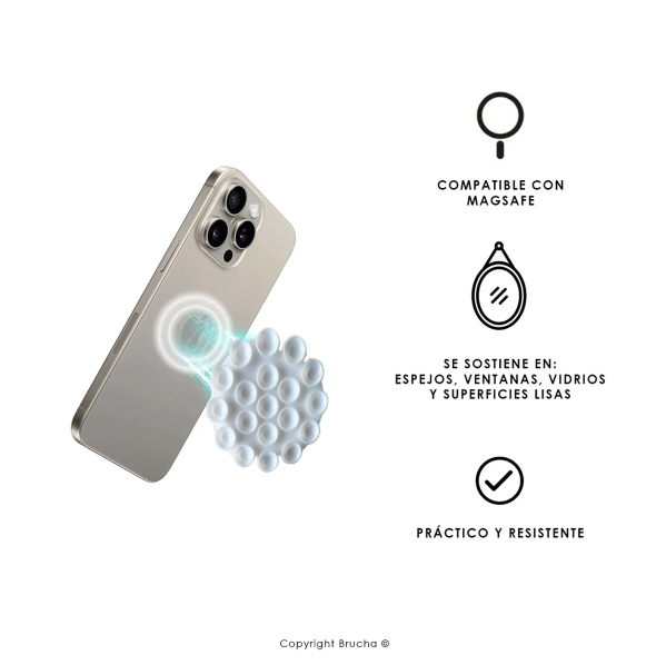Soporte para celular MagSafe con ventosa de silicona - White