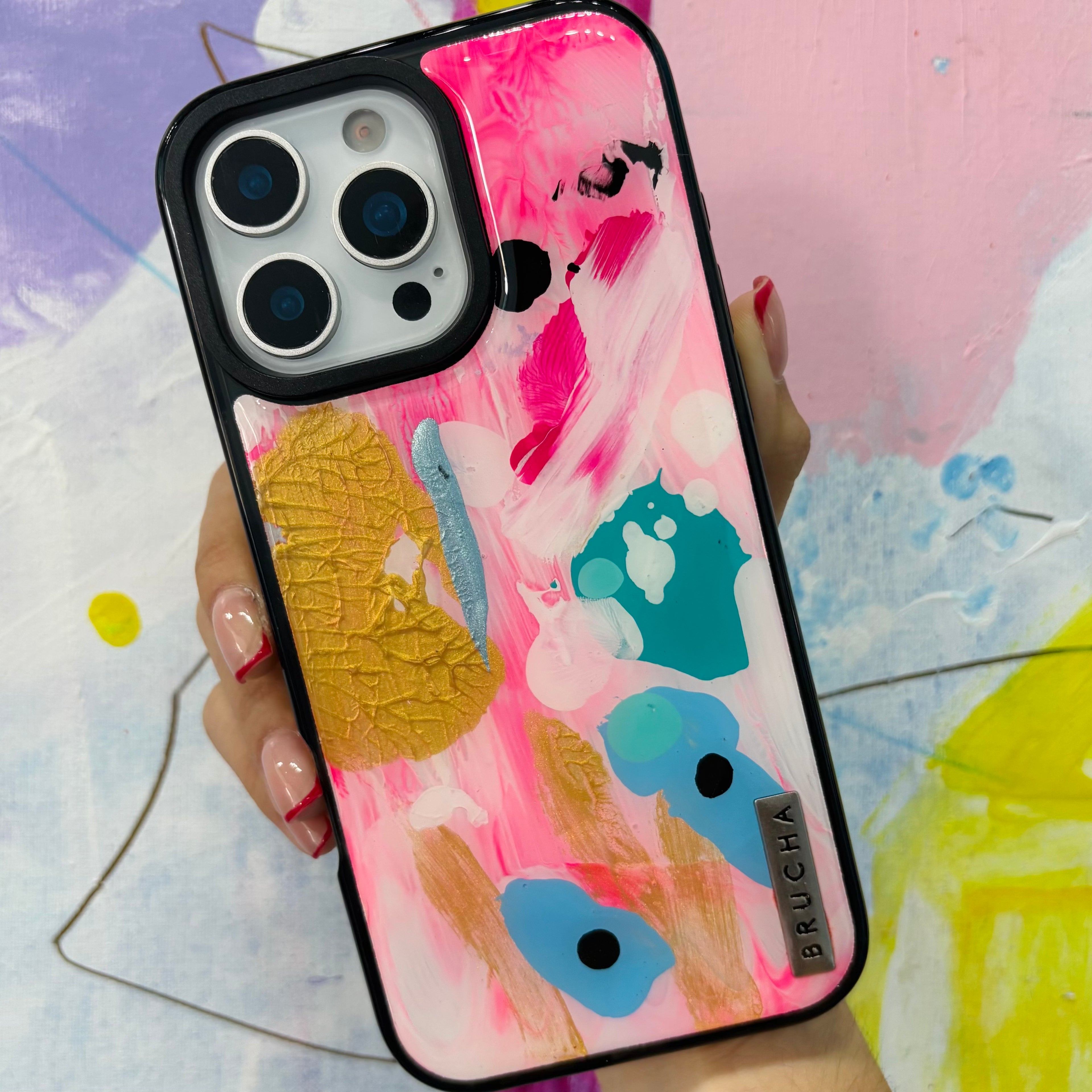 Funda ultra protectora pintada a mano para iPhone 16 Pro Max - Champagne