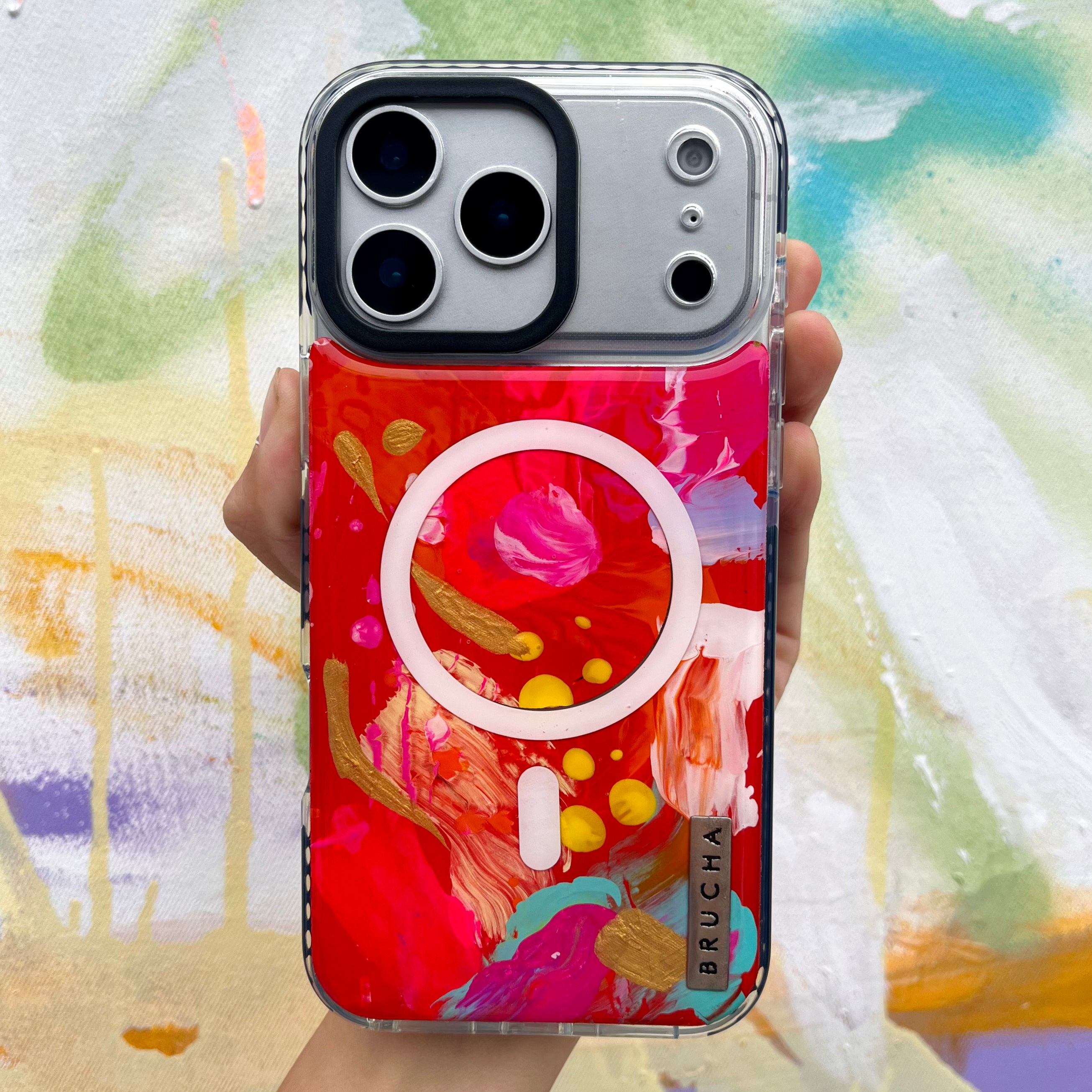 Funda Magsafe ultra protectora pintada a mano para iPhone 17 Pro Max - Rouge