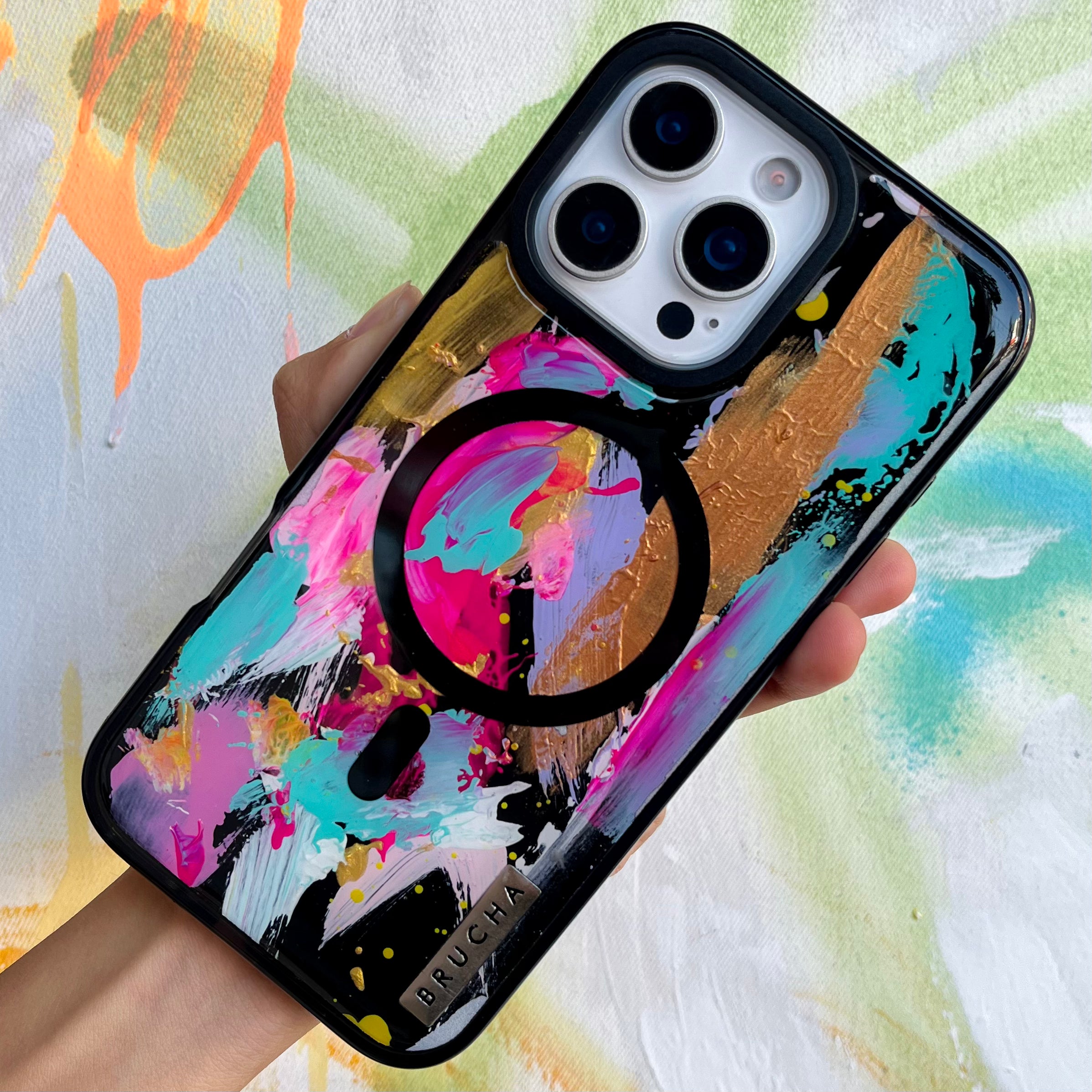 Funda Magsafe ultra protectora pintada a mano para iPhone 16 Pro Max - Marro