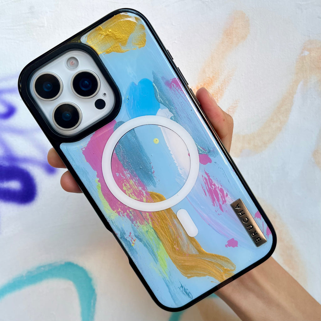 Funda Magsafe ultra protectora pintada a mano para iPhone 16 Pro Max - White