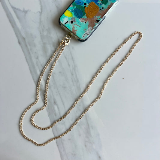 Correa para celular desmontable hands-free de cadena dorada ultra resistente
